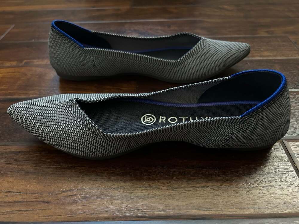Rothy's The Point Cloud Grey Birdseye Pointed Toe Flat Minimalist Coastal Casual - Picture 5 of 14